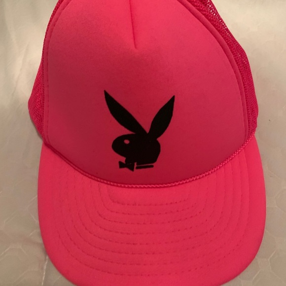 Accessories - Hot pink playboy bunny snap back hat